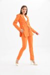 Turuncu Düğme Detaylı Blazer Ceket Ve Yüksek Bel Kalem Pantolon İkili Takım