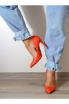 Turuncu Stiletto İnce Yüksek Topuk Sı Ayakkabı