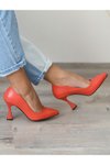 Turuncu Stiletto Orta Boy Kadeh Topuklu Ayakkabı
