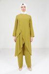 Yağ Yeşili Tunik Pantolon İkili Takım