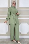 Yeşil Dantel Detaylı İkili Takım