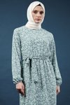 Yeşil Desenli Bürümcük Tesettür Elbise