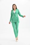 Yeşil Düğme Detaylı Blazer Ceket Ve Yüksek Bel Kalem Pantolon İkili Takım