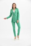 Yeşil Düğme Detaylı Blazer Ceket Ve Yüksek Bel Kalem Pantolon İkili Takım
