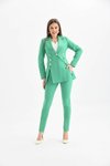 Yeşil Düğme Detaylı Blazer Ceket Ve Yüksek Bel Kalem Pantolon İkili Takım