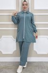 Yeşil Fermuarlı Tunik