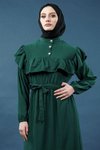Yeşil Fırfırlı Tesettür Elbise