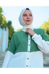 Yeşil İki Renkli Keten İkili Tesettür Takım