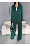 Yeşil Palazzo Pantolon Kruvaze Ceket İkili Takım