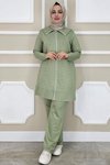 Yeşil Taş Detaylı İkili Takım