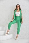Yeşil Yaka Detaylı Yelek Pantolon İkili Takım