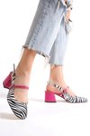 Zebra Fuşya Fabri Zebra-fuşya 5cm Kalın Topuk Geniş Burunlu Topuklu Ayakkabı