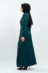 Zümrüt Yeşili Taş Detaylı Tesettür Abiye Elbise