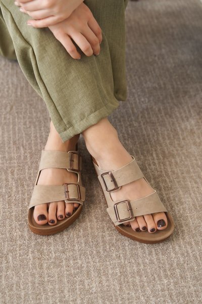 Bej Arizona Ortopedik Unisex Tokalı Terlik