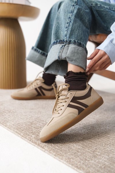 Bej Garantili Carina Ortopedik Sneaker Spor Ayakkabı