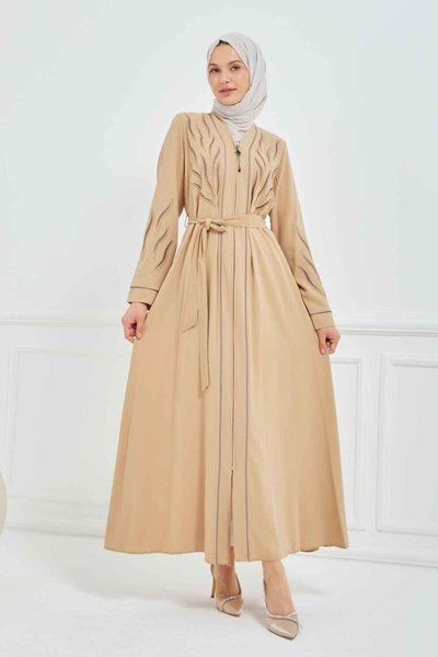 Beige Special Design Abaya