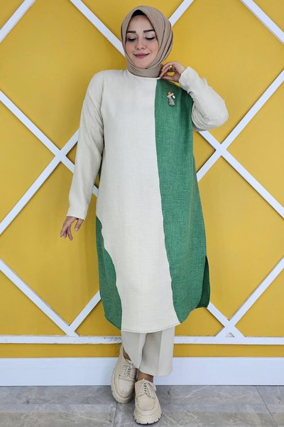 Benetton Garnili Broş Detaylı Tunik