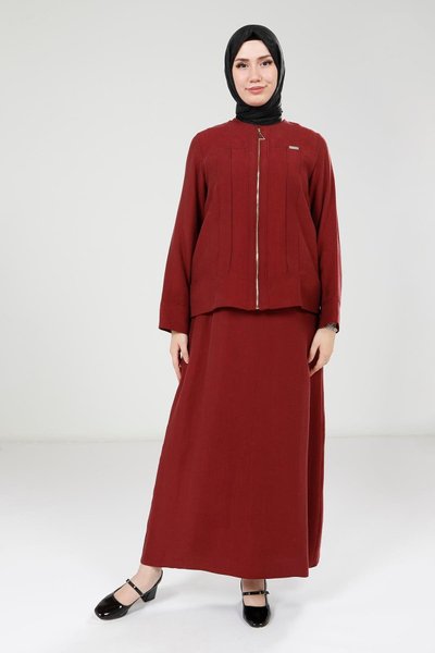 Dress with Burgundy Jacket