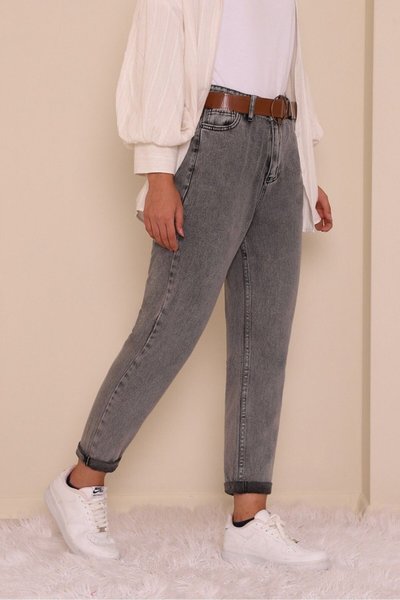 Füme Kemerli Kot Pantolon