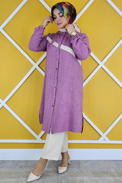 Gül Kurusu Çapraz Geçiş Kombinli Hakim Yaka Gömlek