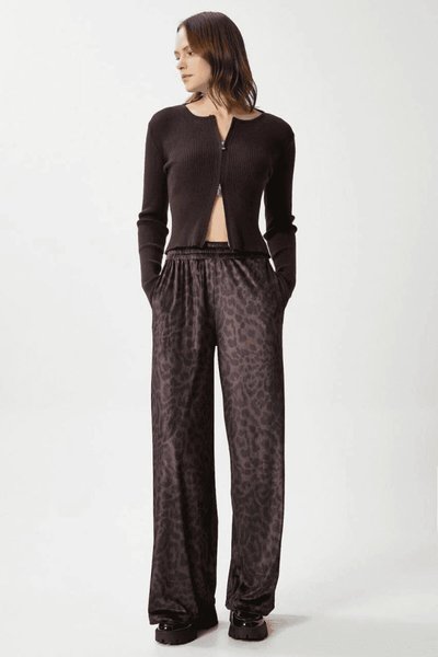 Kahve Leopar Desen Pantolon