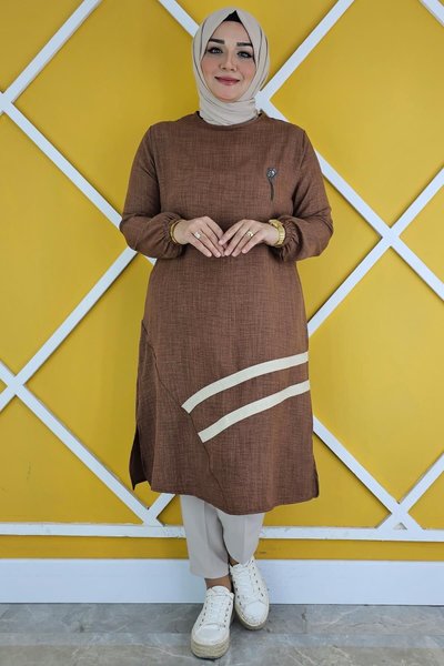 Kahverengi Kombin Ge�çişli Tunik