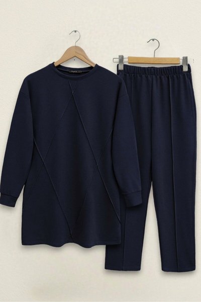 Lacivert Çimalı İkili Takım