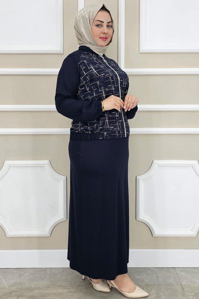 Lacivert Desenli İkili Takım