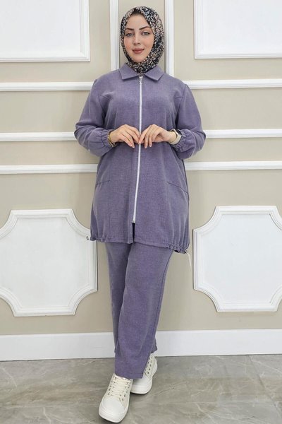 تونيك بياقة سحاب ليلك