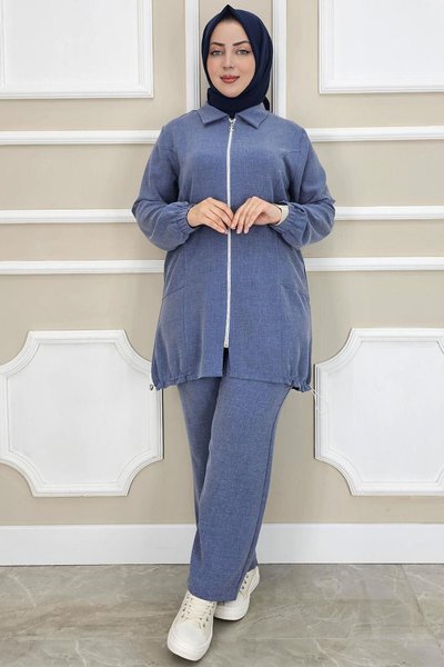 Mavi Fermuarlı Tunik