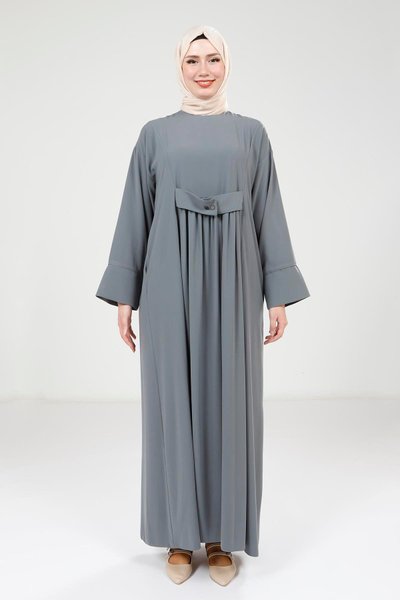 فستان أخضر نعناع بأزرار ضغط