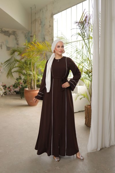 Acı Kahve Ankanoor Kol Ağzı Ve Önü Çift Biyeli Ferace