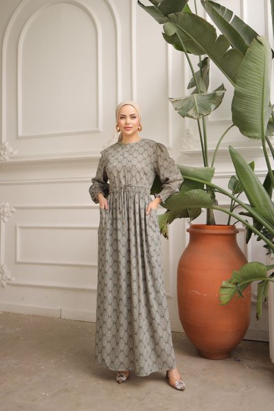 Elastic Waist Ethnic Pattern Cartridge Dress
