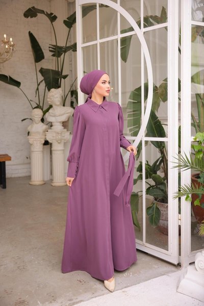 Rose Dusk Hidden Buttoned Abaya