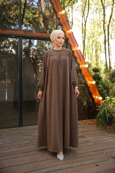 Kahve Ankanoor Kahverengi Robalı Tokalı Elbise