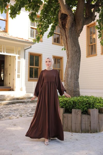 Brown Ankanoor Balloon Sleeve Oversize Dress