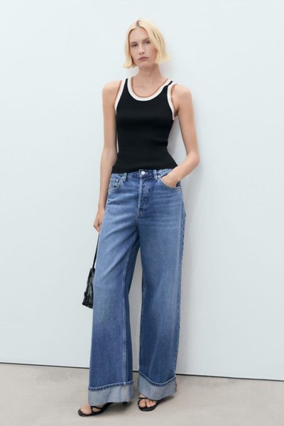 Black Strappy Contrast Detail Knit Top