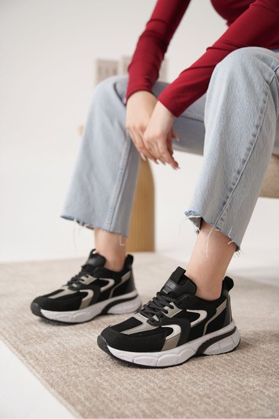 Siyah Beyaz Sameto Ortopedik Sneaker Spor Ayakkabı