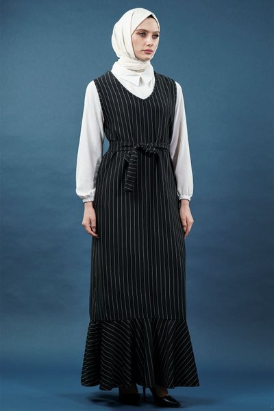 Black Striped Shirt Jumper Modest Dress