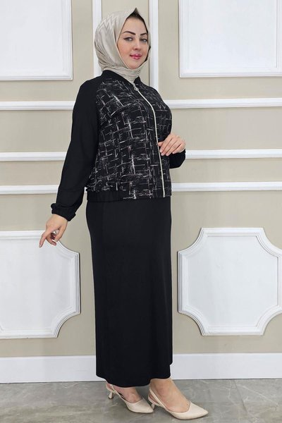 Black Patterned Two-Piece Set