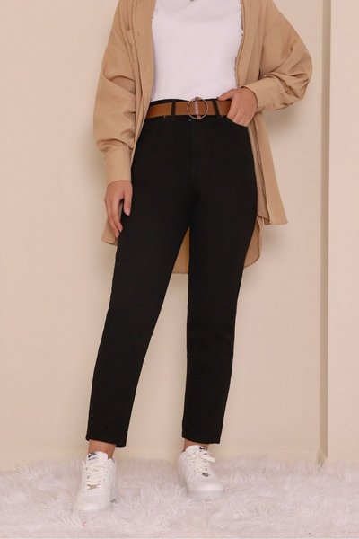 Siyah Kemerli Kot Pantolon