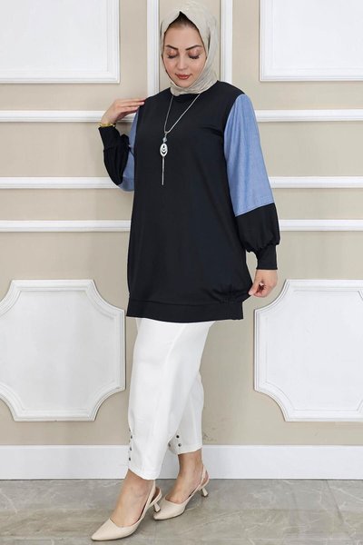 Siyah Kombinli Kolye Detaylı