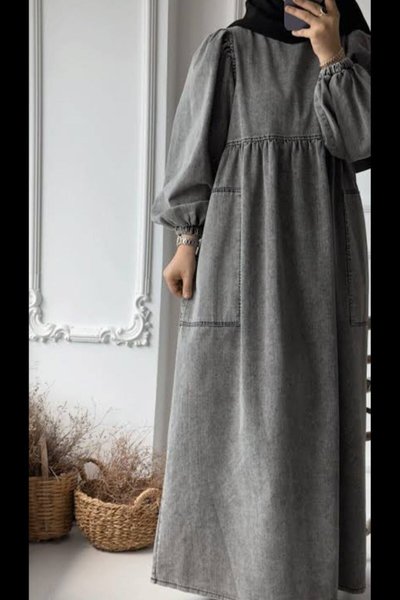 Siyah Oversize Salaş Kot Elbise