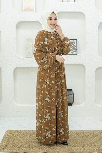 Taba Floral Patterned Modest Dress