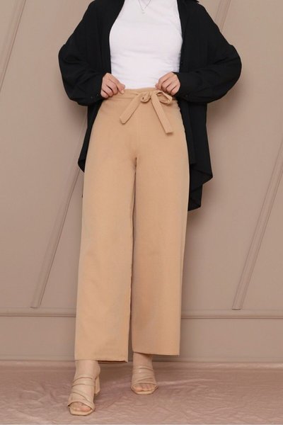 Taş Beli Bağcıklı Double Bol Paça Pantolon