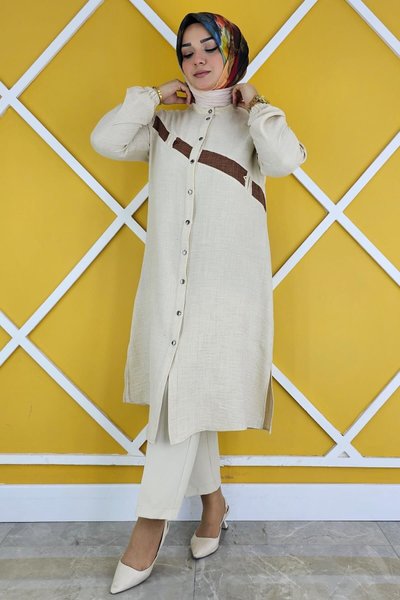 Taş Çapraz Geçiş Kombinli Hakim Yaka Gömlek