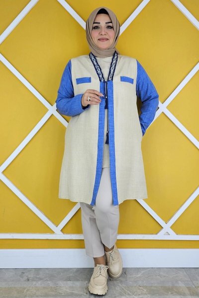 Taş Yakası Detaylı Kimono İkili Takım