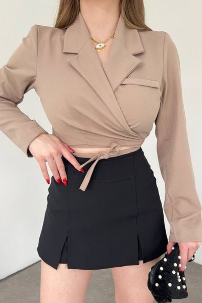 Vizon Backless Tie-Waist Crop Jacket