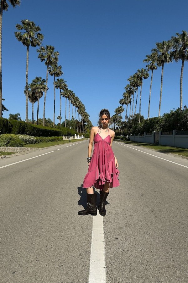 Pink Mini Ruffled Dress | Bershka