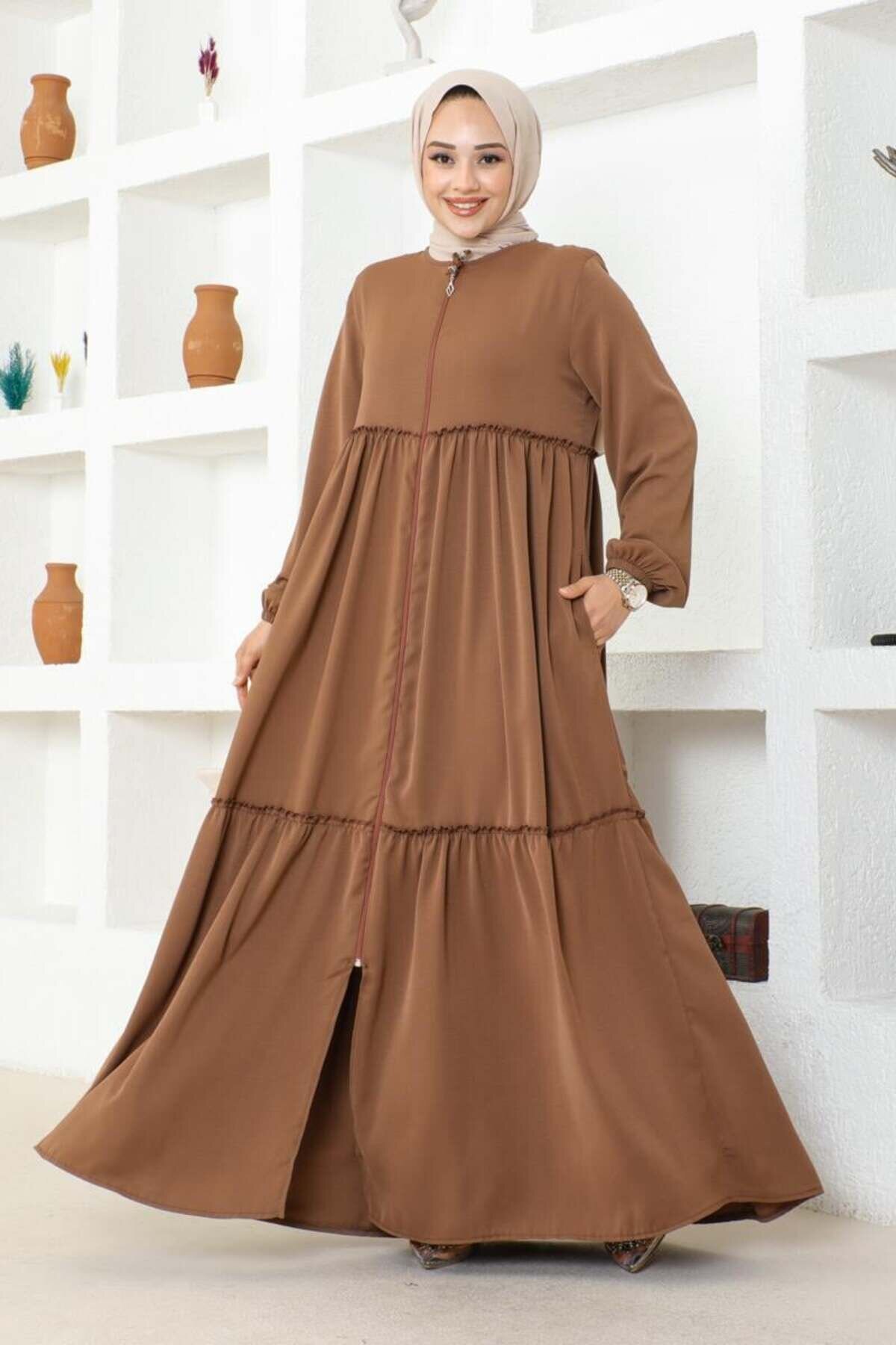 Kahverengi Eteği Fırfırlı Jessica Krep Ferace - Mec Fashion